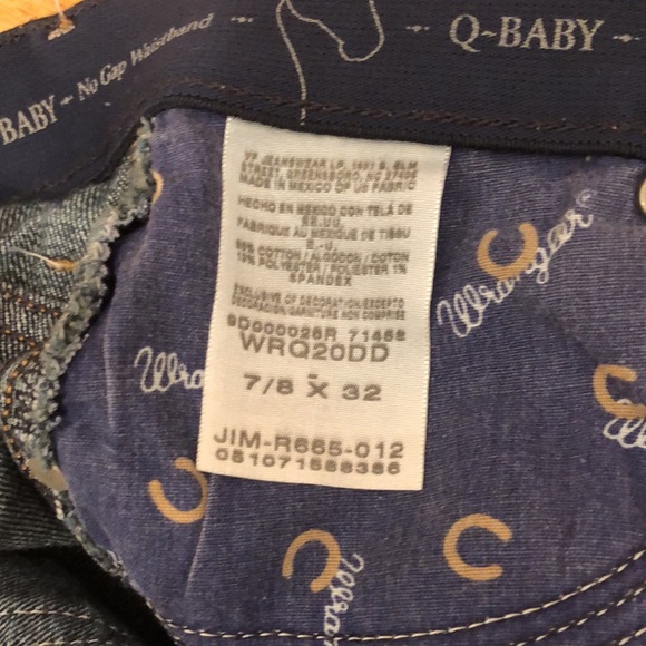 30. Dark Jeans by Wrangler Size 7 8 Straight Leg Q Baby No Gap Waist Mid Rise - Picture 8 of 9